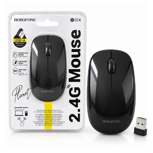 BOROFONE BG14 2.4G Wireless Optical Mouse with USB Receiver