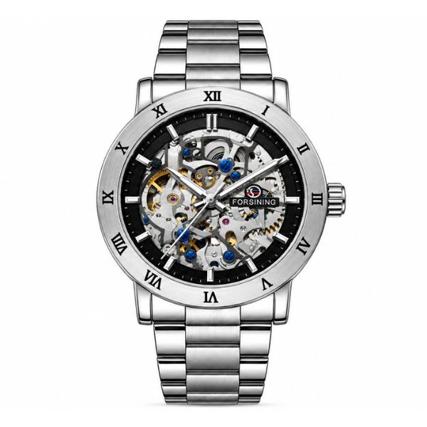 FORSINING Silver Men’s Automatic Skeleton Watch