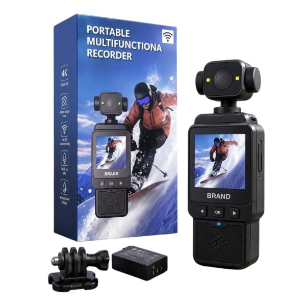 4K Portable Multifunctional Video Recorder with Rotating Camera
