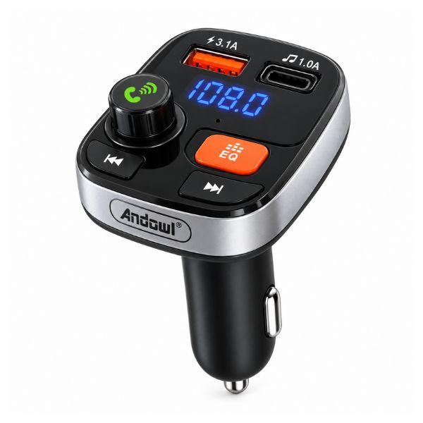 Andowl Q-C58 Bluetooth FM Transmitter & USB Car Charger with Fast Charging
