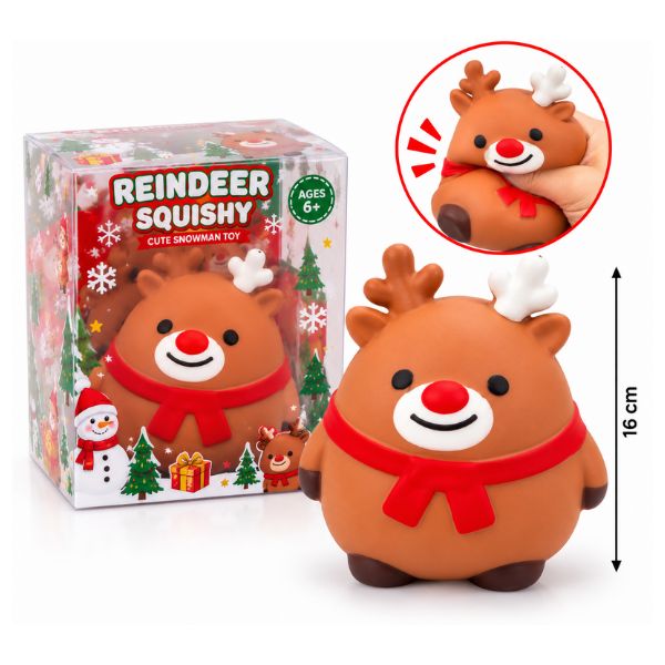 Christmas Reindeer Foam Squishy – 16cm Soft Stress Relief Toy