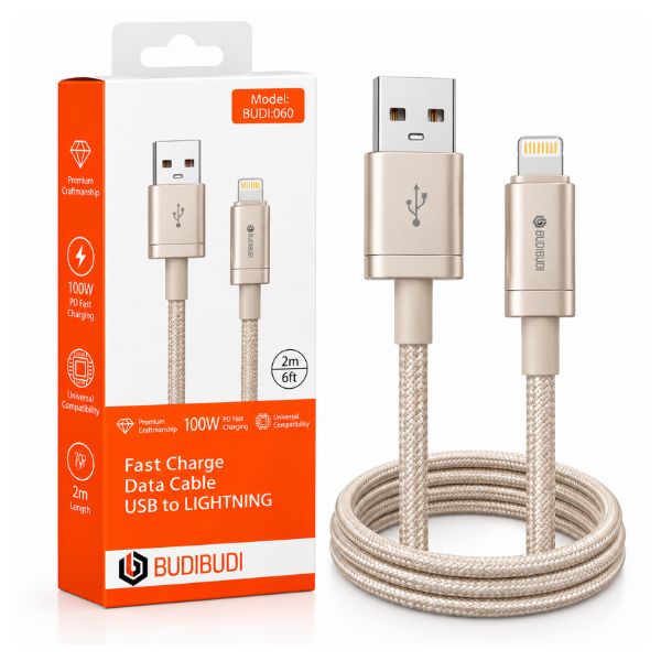 BUDIBUDI BUDI-060 USB-A to Lightning Fast Charging & Data Cable 2m