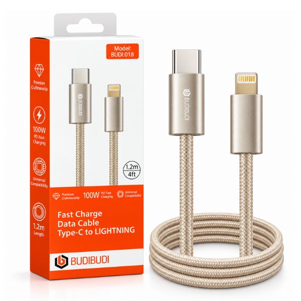 BUDIBUDI BUDI-018 USB-C to Lightning Fast Charging & Data Cable 100W – 1.2m