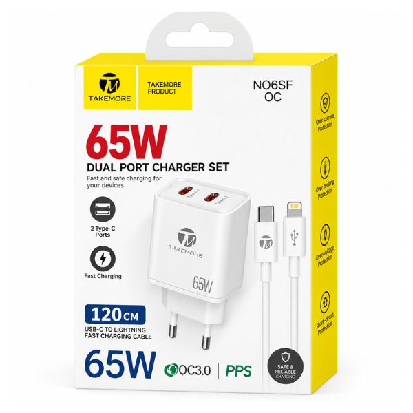 65W Dual Port Fast Wall Charger - Image 2