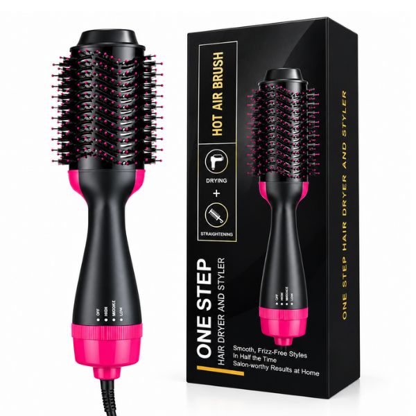 One Step Hot Air Brush Hair Dryer & Styler – 2-in-1 Volumizer & Straightening Brush