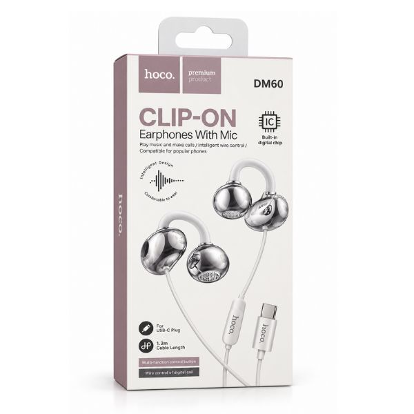 HOCO DM60 Clip-On Wired Type-C Earphones with Microphone