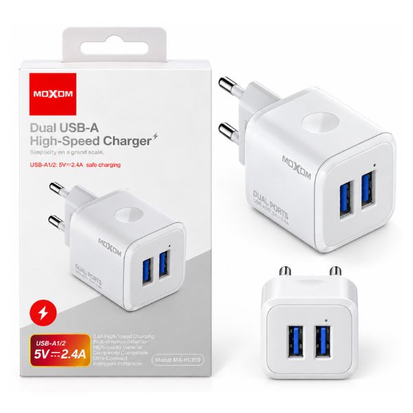 Dual USB-A 2.4A Wall Charging Adapter
