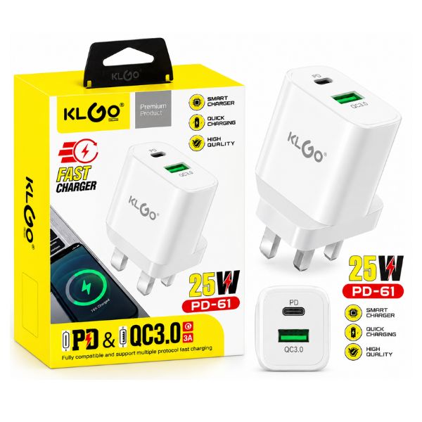 25W USB-C PD & USB-A QC 3.0 UK Adapter - Image 3