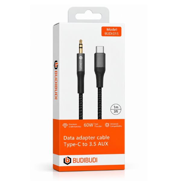BUDIBUDI USB-C to 3.5mm AUX Audio Cable – 1m