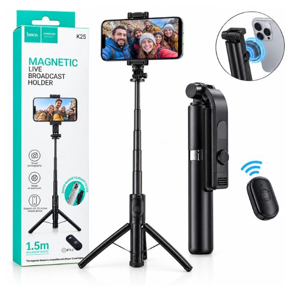 Magnetic Selfie Stick Tripod with Bluetooth Remote