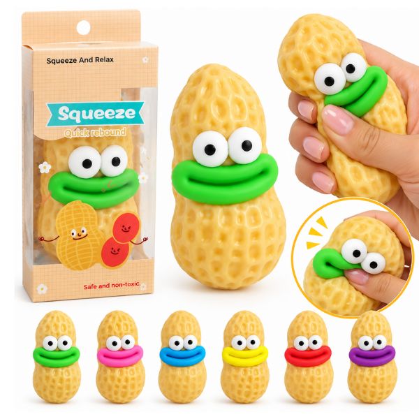 Crunchy Peanut Squishy with Funny Face – Stress Relief Fidget Toy